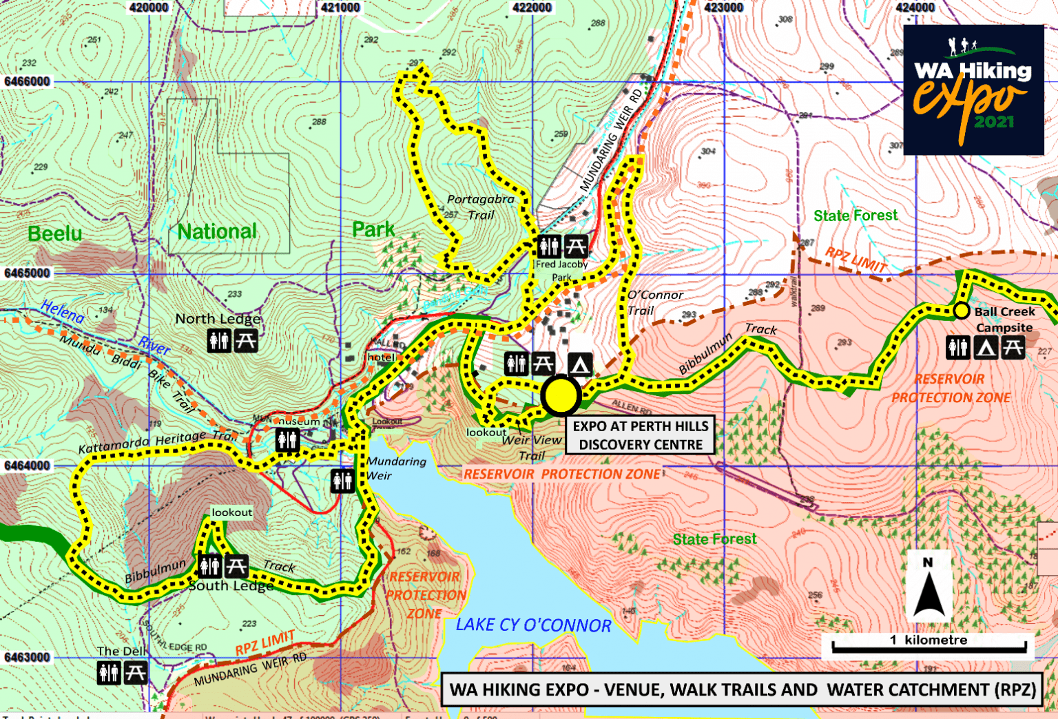 Hiking Expo Trails and Water Catchment Overview Map 2021 HikeWest redn